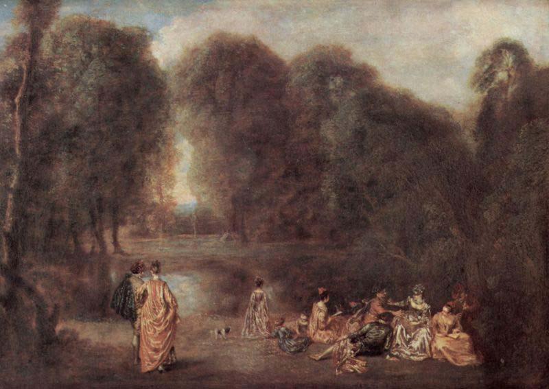 Jean-Antoine Watteau Die Zusammenkunft im Park oil painting picture